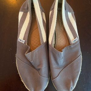 TOMS Classic Canvas Grey & White Stripe Shoe
